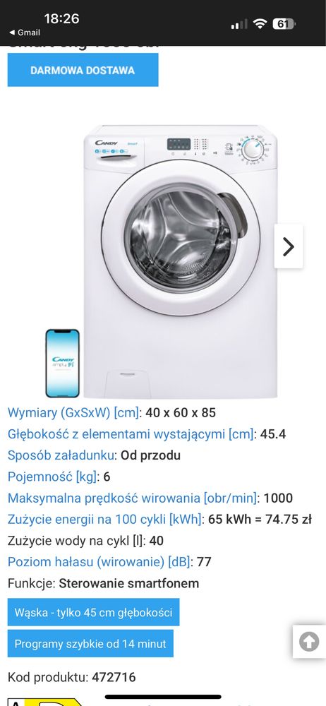 Sprzedam pralke automatyczna candy