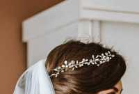 Ozdoba do włosów wianek ślub wesele biały złoty