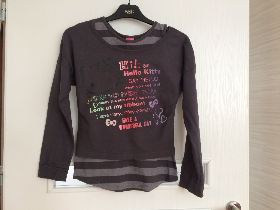 H&M Hello Kitty dwuczęściowa bluzka paski szara r. 146 - 152 cm różowa