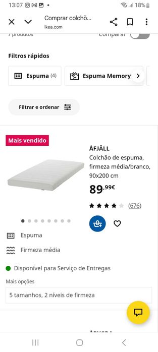 Colchão solteiro ikea