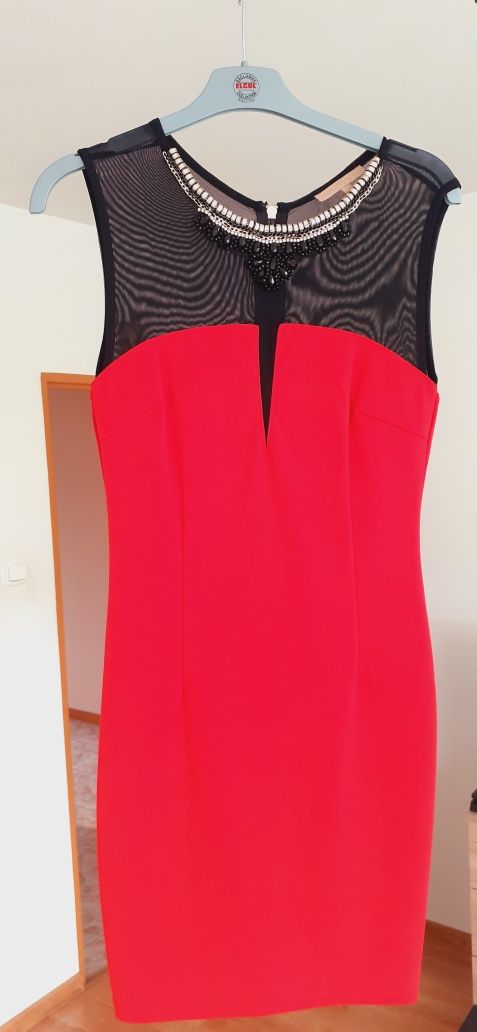 Czerwona sukienka mini S/M, elegancka sukienka wieczorowa, ołówkowa