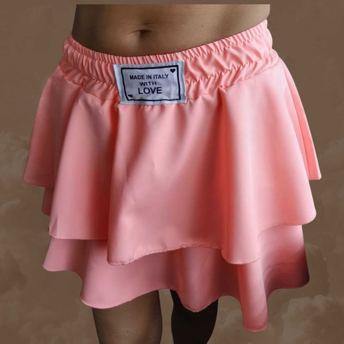 Spódnica mini falbany Uni róż Italy Moda