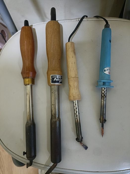 Lote 4 ferros soldar vintage cabo madeira