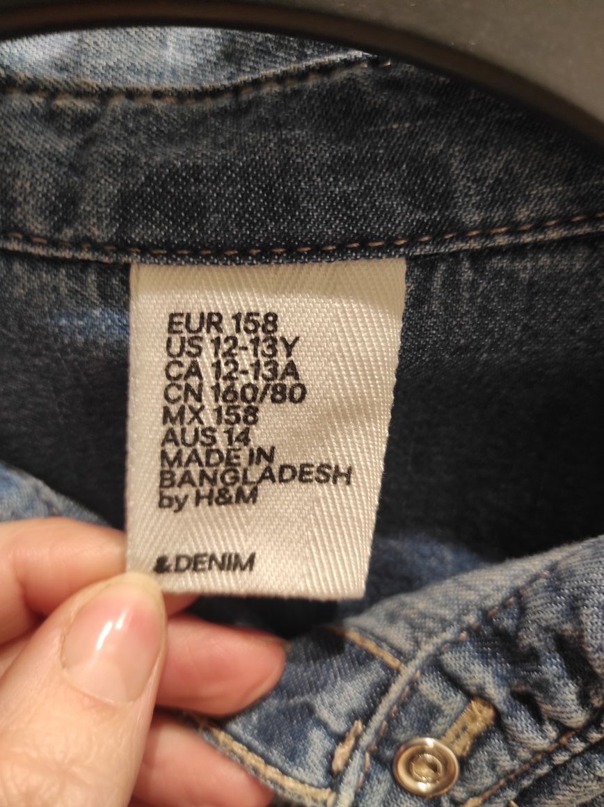 Koszula dżinsowa jeansowa 158 H&M dziewczęca