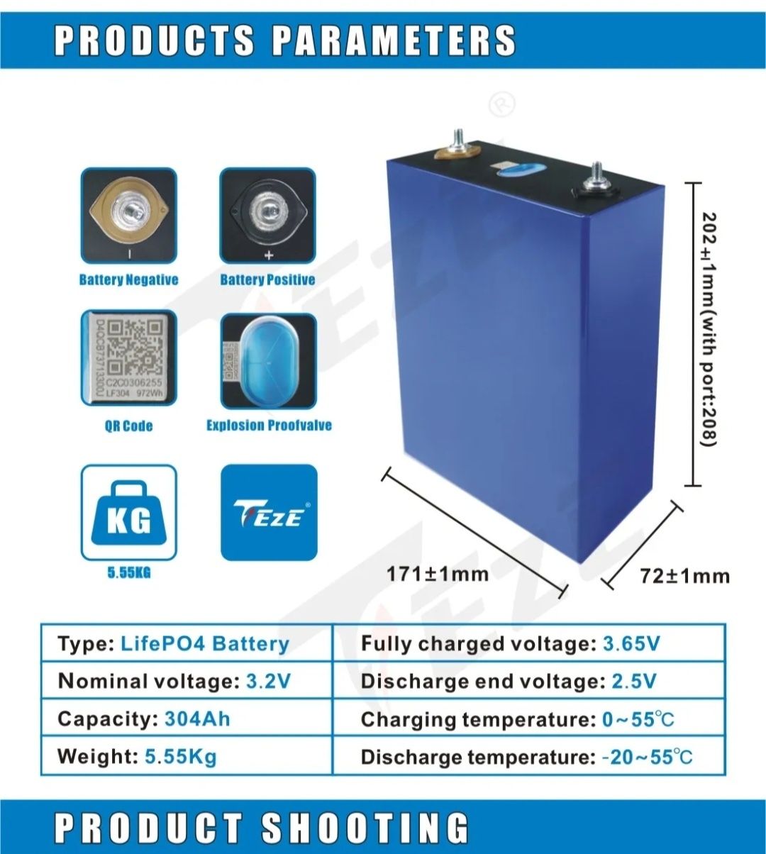 Lifepo4 304 ah EVE Grade A 200 szt.