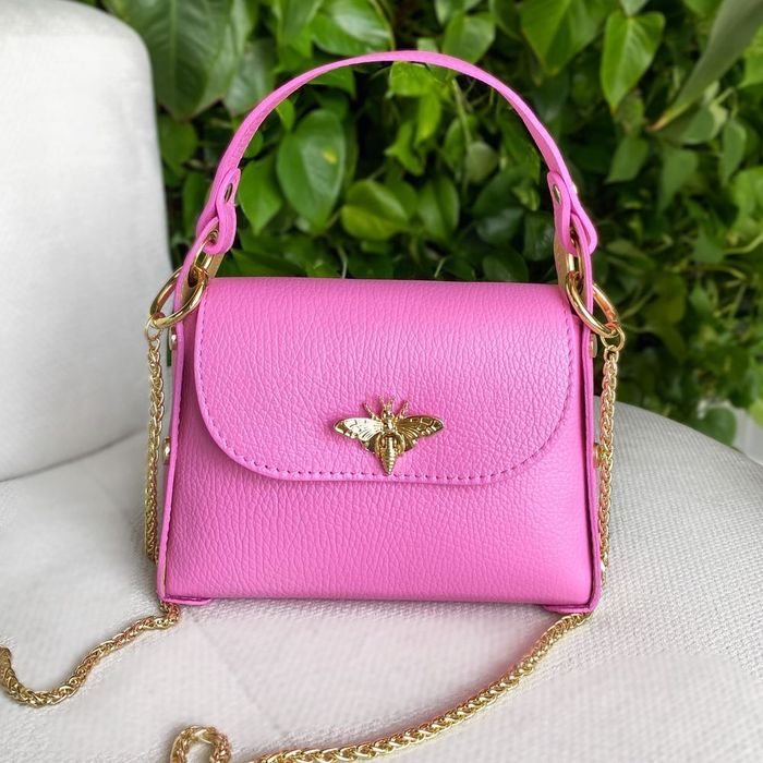 Сумка жіноча рожева шкіряна маленька