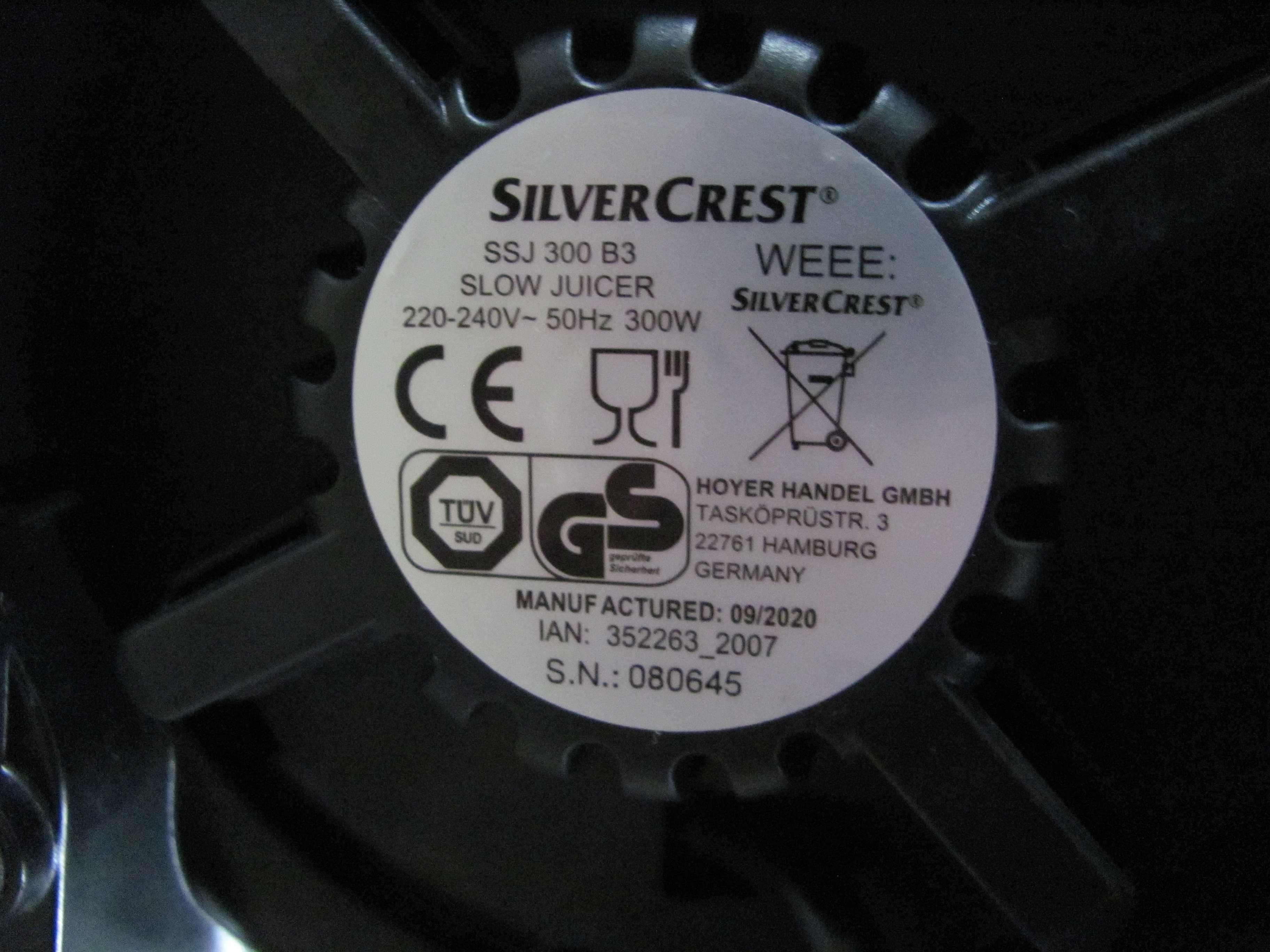 Wyciskarka wolnoobrotowa Silvercrest SSJ 300 B3 300W
