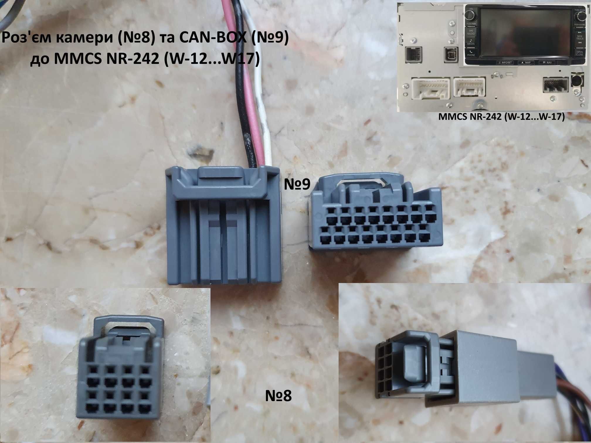 Роз'єми до MMCS NR-242, NR-261, Mitsubishi SDA, камера, USB, CAN-BOX