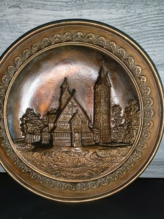 Talerz, płaskorzeźba, obraz - Świątynia Wang z brązu lub mosiądzu