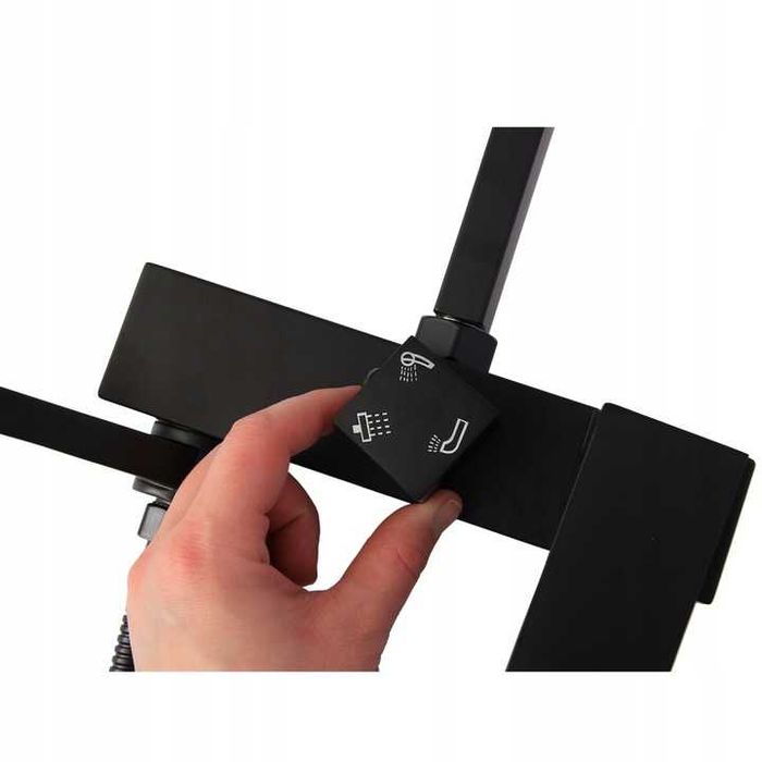 NOWY Zestaw Prysznicowy Czarny LOFT 3w1 Deszczownica Wylewka Kolumna