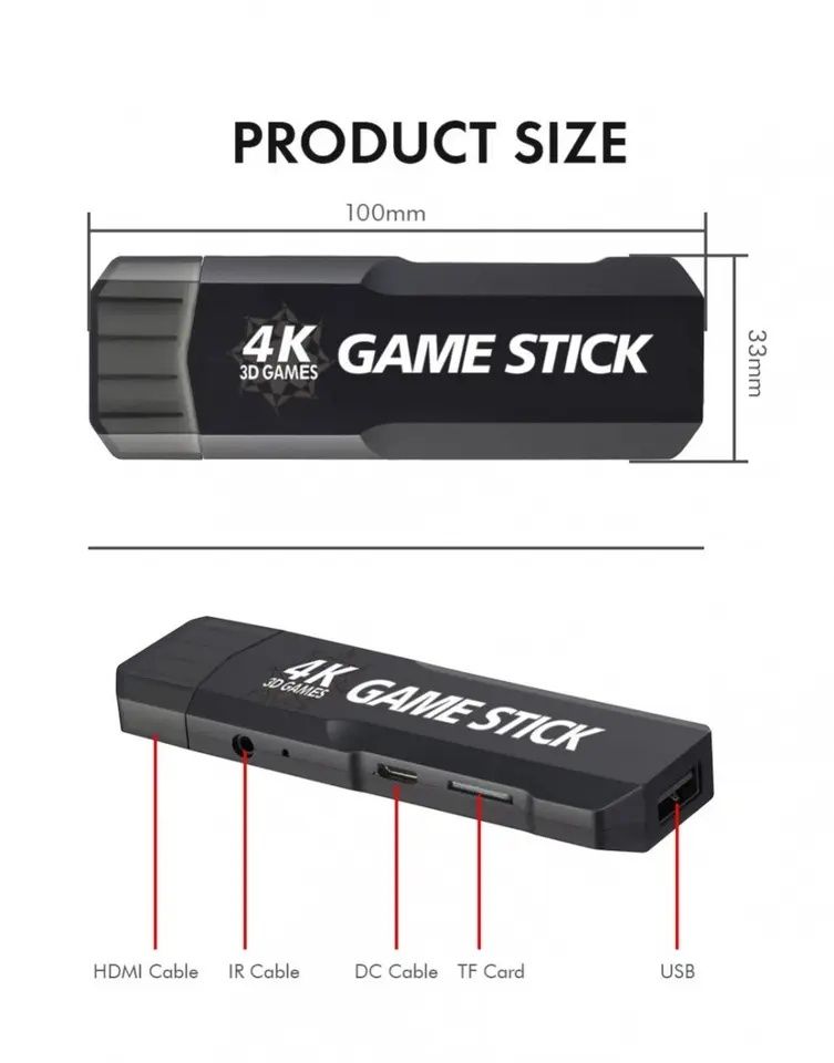 Console GD10 Video Game Stick 
controladores sem fio, 4K HD TV Game