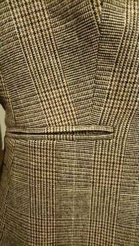 Żakiet tweedowy, wełniany, w drobną krateczkę, brązowy,36