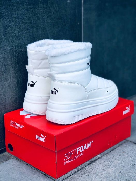 Женские сапоги Puma Белые зимние дутики Пума Жіночі зимові дутіки