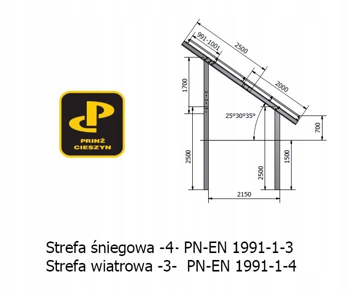 Konstrukcja pod panele fotowoltaiczne dwupodporowa, PRW2H4x2