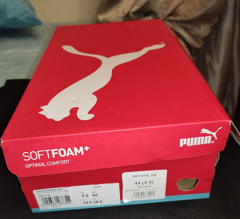 Новые кожаные белые кеды Puma оригинал размер 44 court classic lux