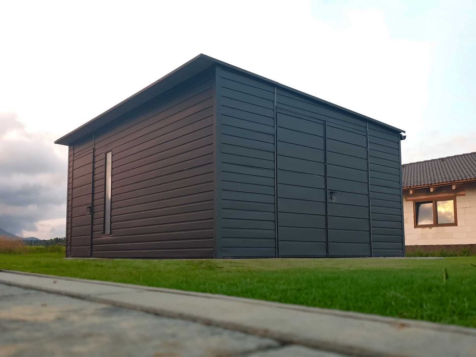 Domek ogrodowy 4×5 m Okno Drzwi – ciemny grafit matowy