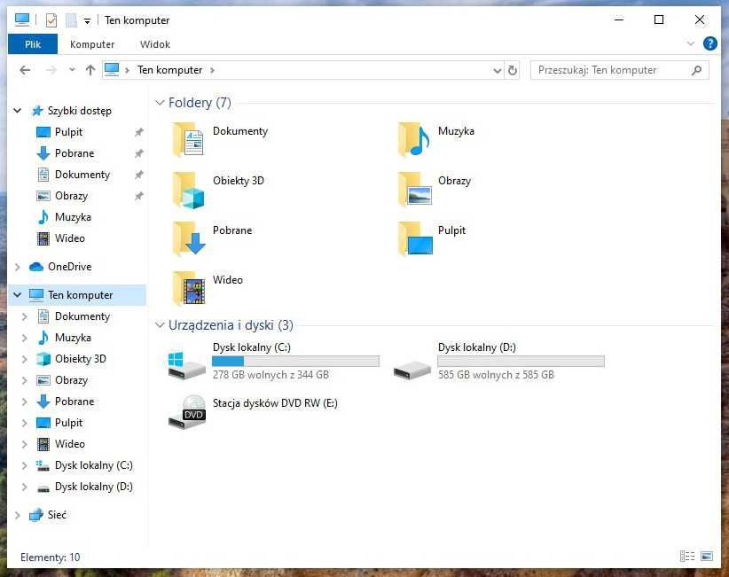 Komputer stacjonarny Windows 10