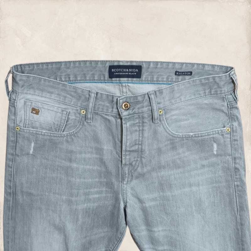 Scotch & Soda Amstedams Blauw ralston W32L32 szare jeansy straight