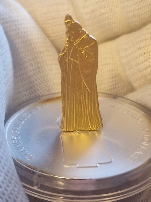 Moneta Jan Paweł II- figurka platerowana złotem