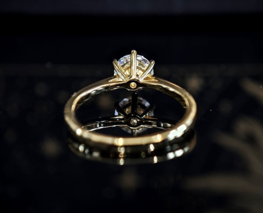 Srebrny pierścionek z 1crt diamentem Moissanitem pozłacany