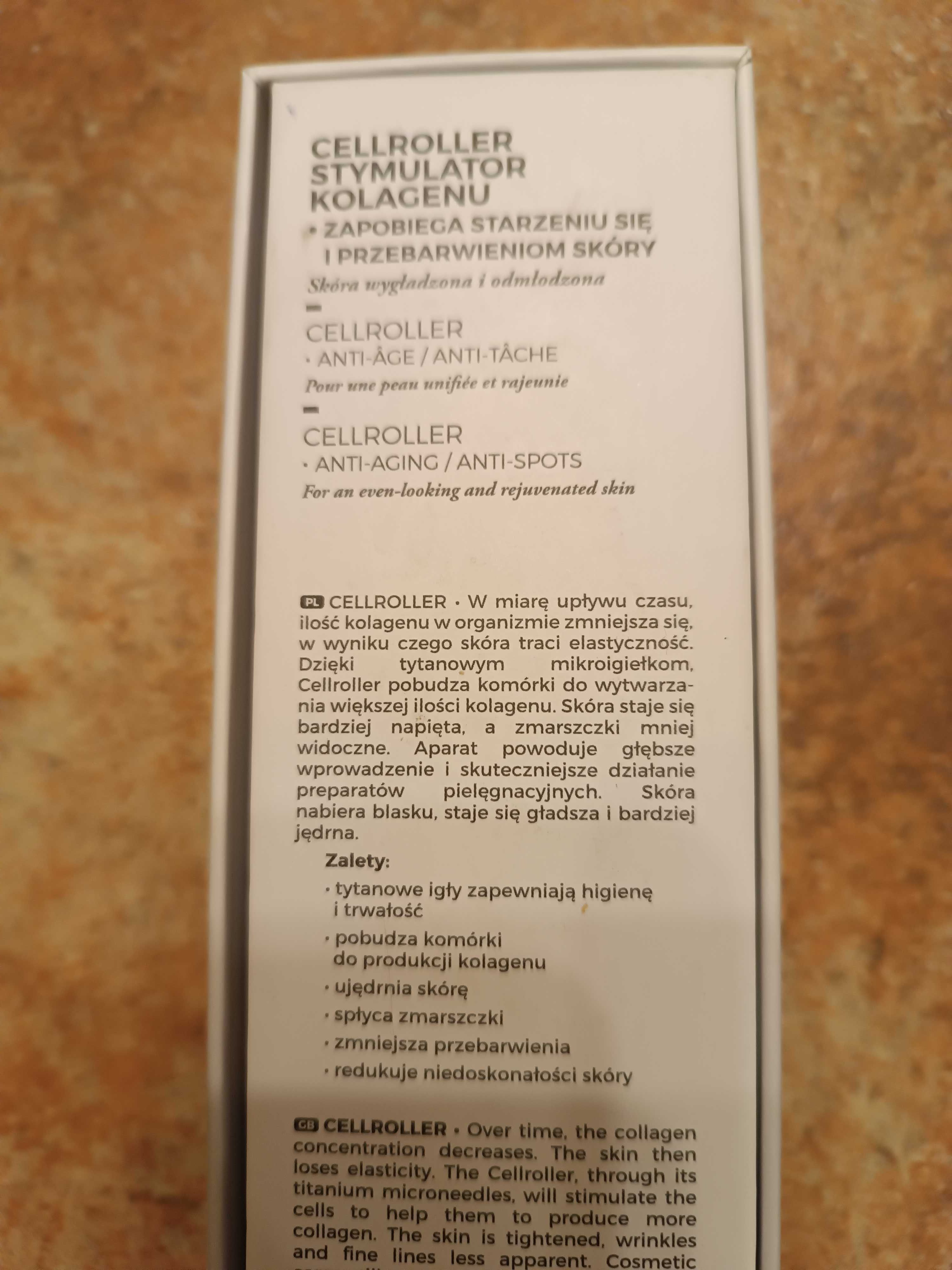 Dermoroller cellroller do mezoterapii igły tytanowe stymulator nowy