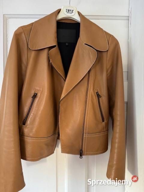 Massimo Dutti kurtka skórzana damska XS camel brąz skóra naturalna