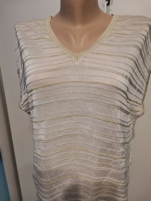 Neva Made in Italy srebrno złota bluzka rozm L / XL, sylwestrowa