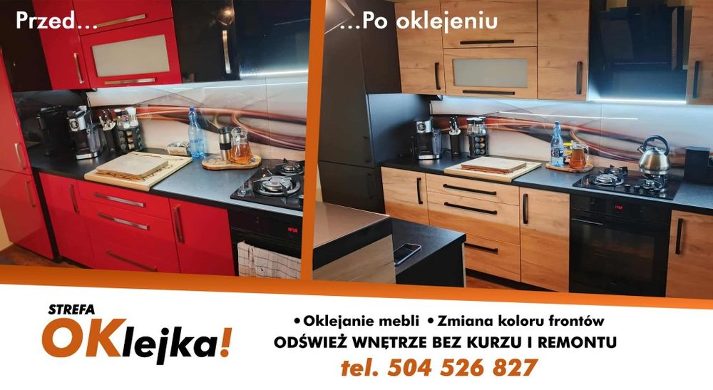 Zmiana koloru frontów. Oklejanie mebli, drzwi, lodówek itp