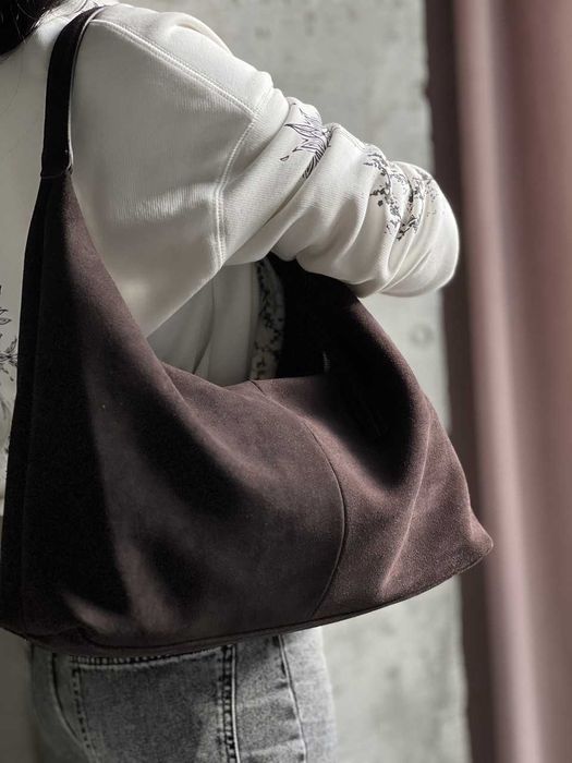 Сумка жіноча замшева коричньова