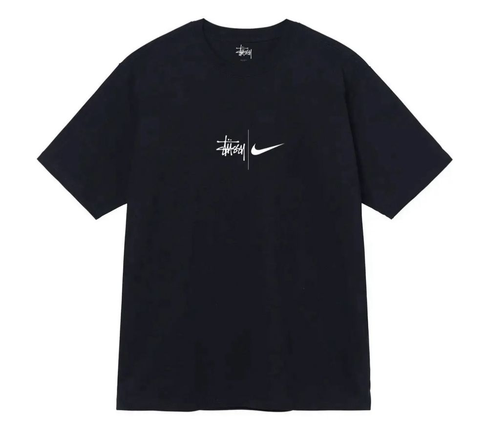 Мужские футболки Stussy Two-sides Logo стусси черный белый цвет