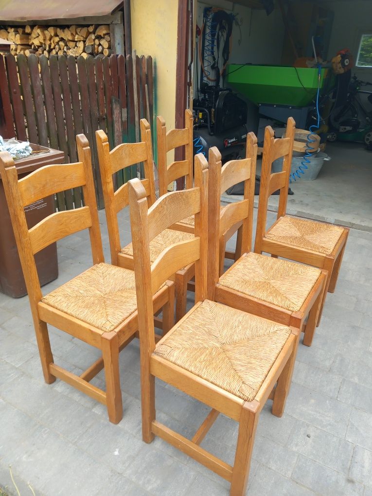 Stół dębowy z krzesłami + ławka
