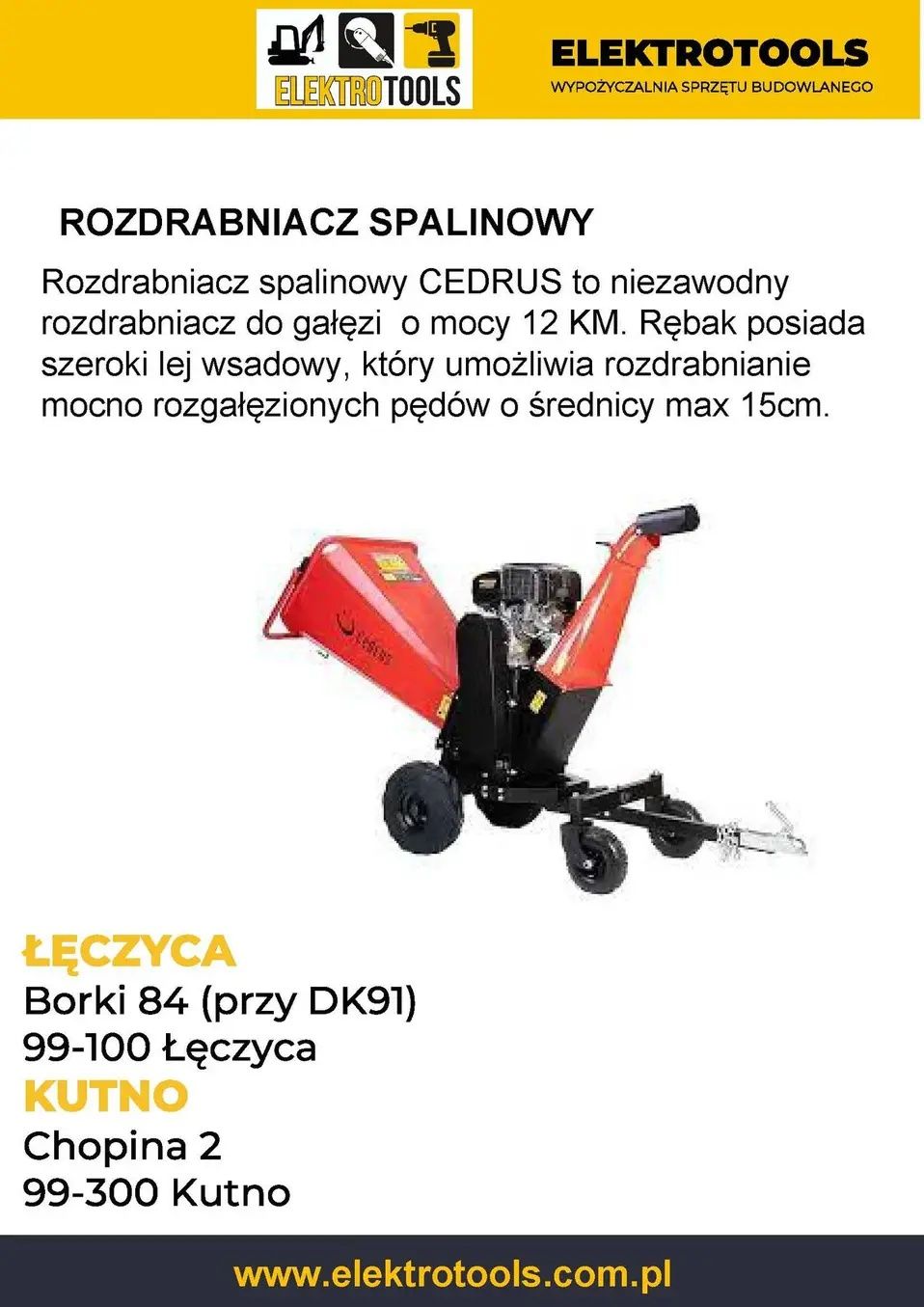 Rębak rozdrabniacz do gałęzi wynajem