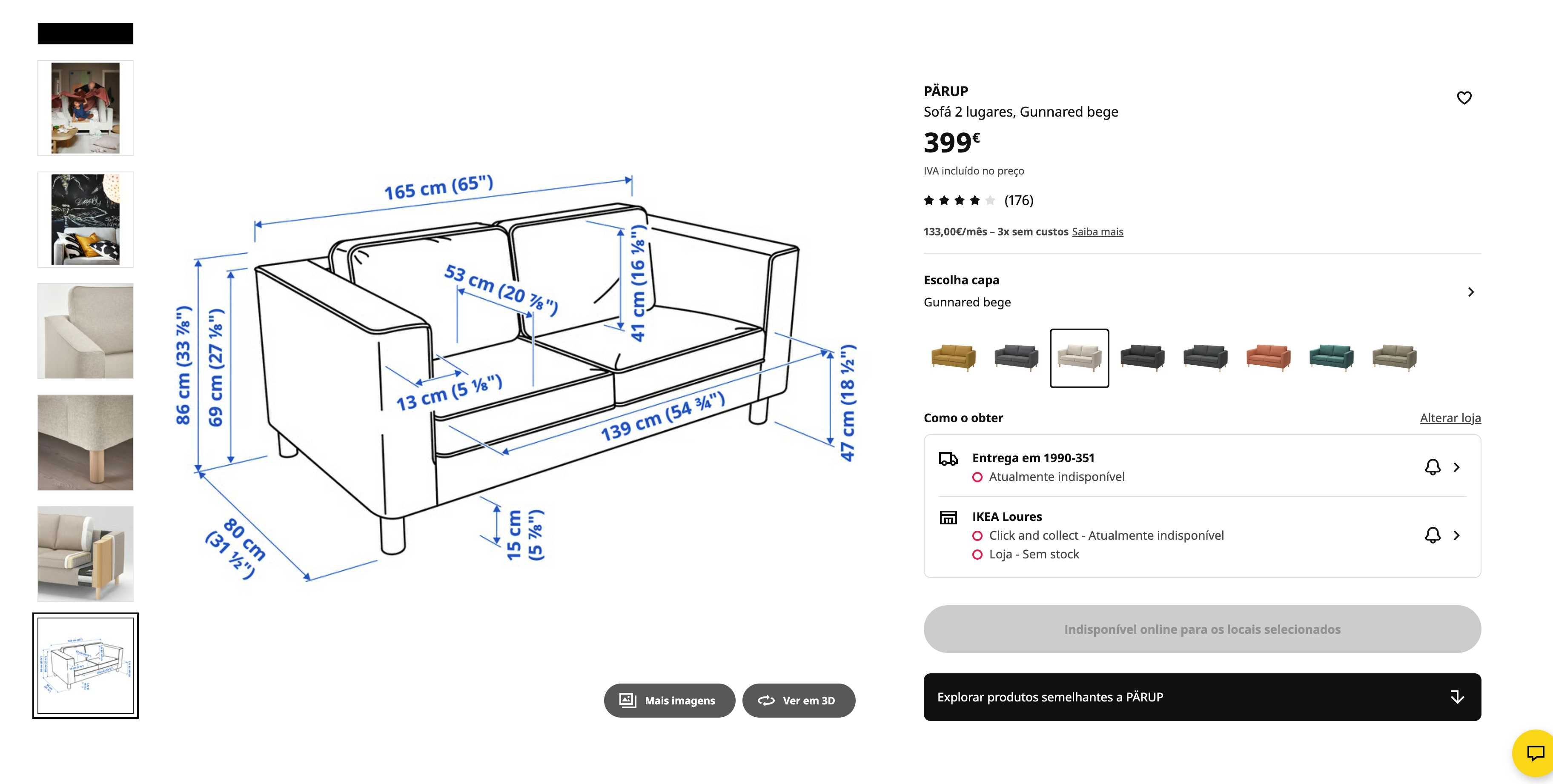 Sofá 2 lugares IKEA