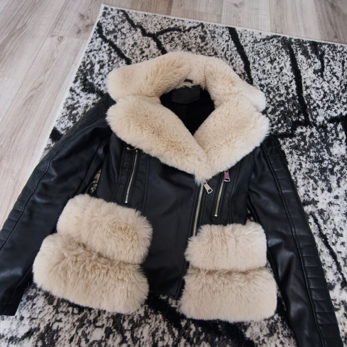 Kurtka skóra miękkie futerko 36