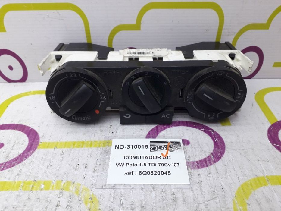 Comando Chauffage / AC Volkswagen Polo 1.6 TDi 70Cv de 2007 - Ref: 6Q0820045 - NO310015