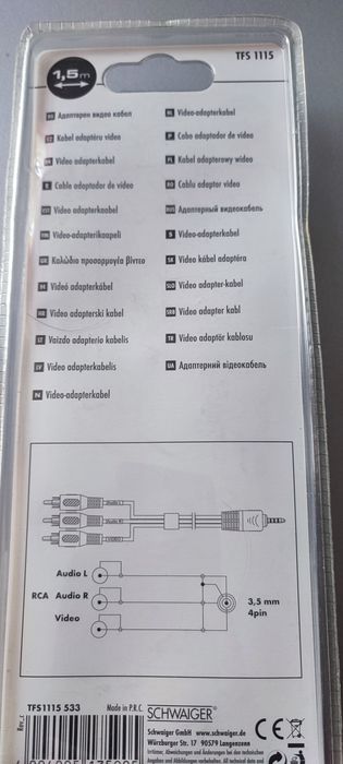 Kabel wideo Jack 3,5mm na 3x Cinch/RCA 1, 5m