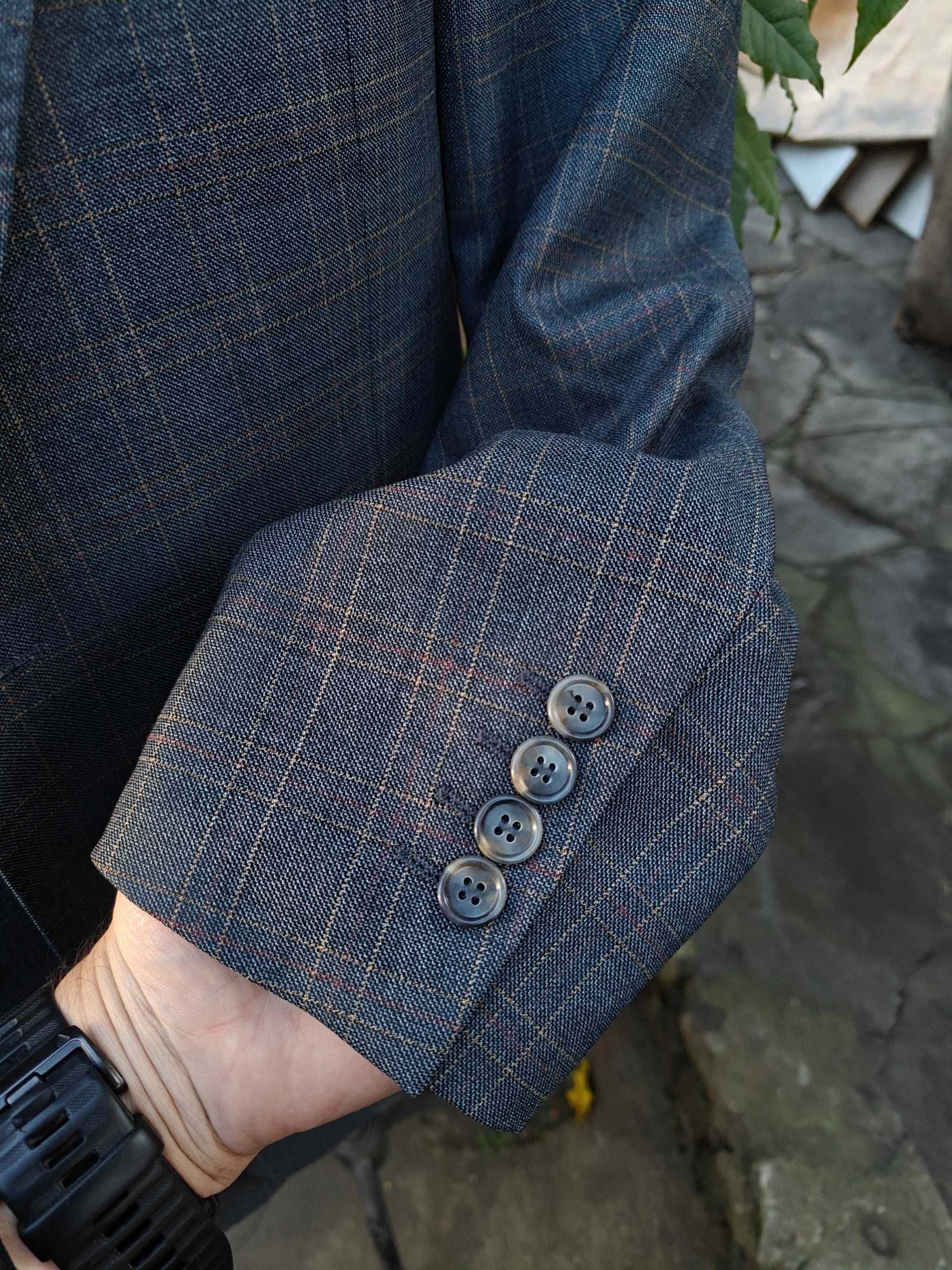 Burberry wełniana marynarka męska w kratkę 54 XL