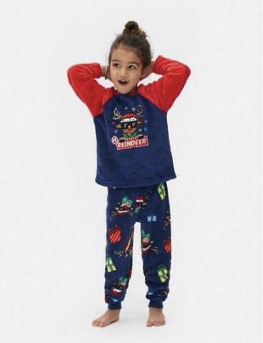 Новогодняя флисовая пижама костюм плюшевый primark флис олень