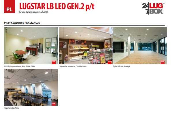 Lampa Oprawa LUGSTAR LB LED GEN.2 p/t 24W 2700lm 4000K biały IP20/44