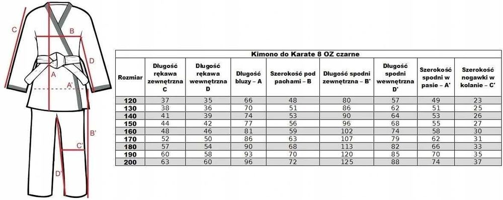Kimono karatega judoga czarne 130cm Daniken