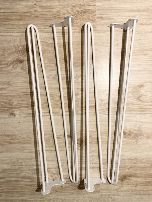 4 X Metalowe nogi do stołu Hairpin białe 71cm
