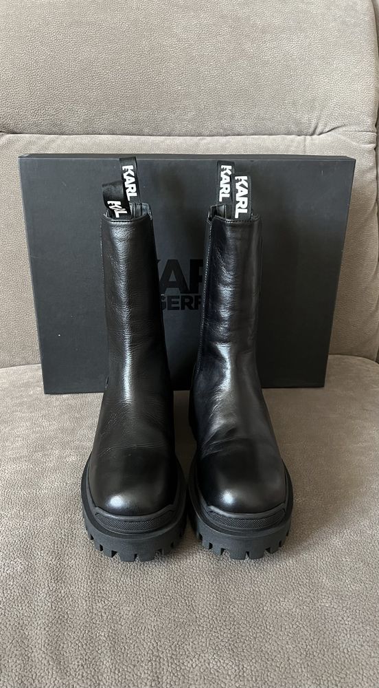 KARL LAGERFELD Biker II Long Gore Boot botki skóra nowe r 40