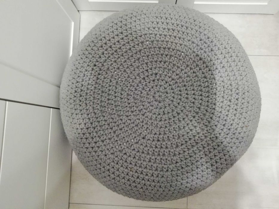 Pufa sznurkowa puf pleciony szary 60x28cm