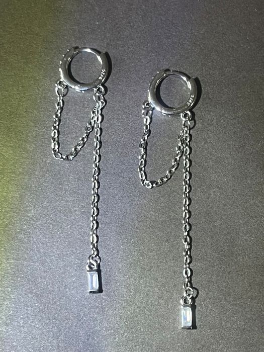 Сережки срібло 925s срібні серьги серебро серебряные цепи ланцюжки