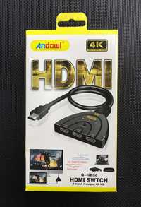 HDMI Switch 4K / HDMI Splitter 4k / Comutador HDMI 4K (3 portas em 1)