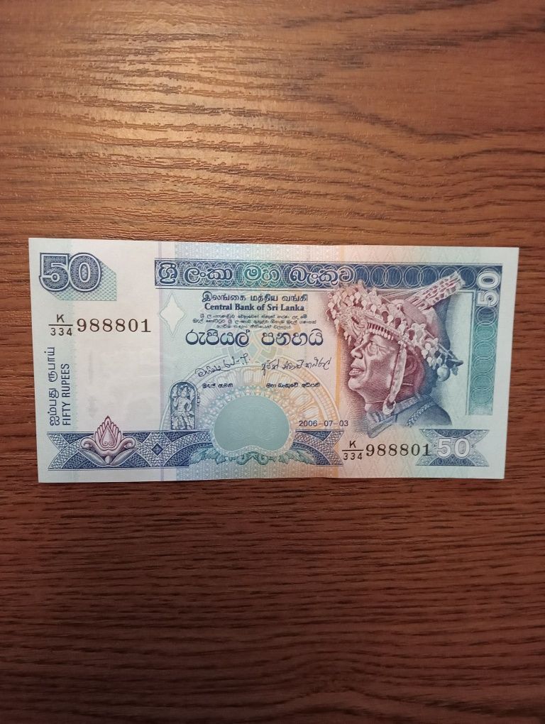 Banknot Sri Lanka 50 Rupees Stan UNC