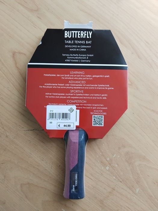 Rakietka do tenisa stołiwego.BUTTERFLY Timo Boll Ruby