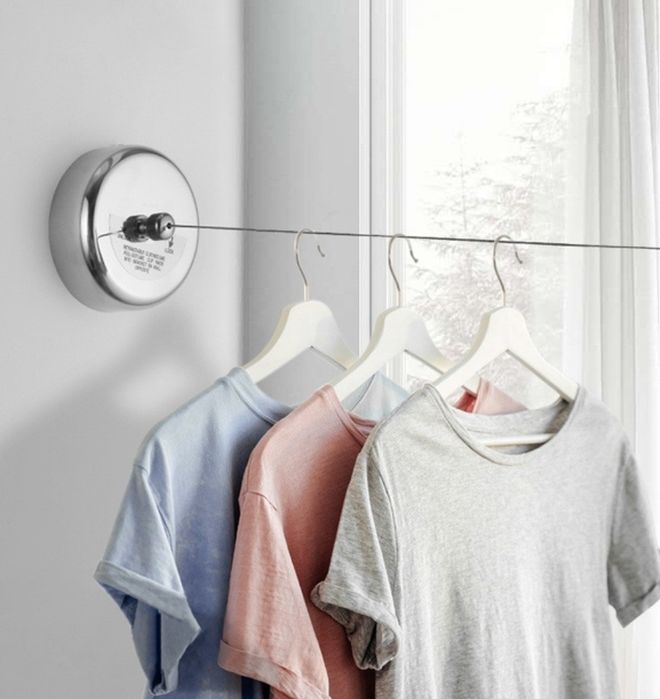 Вытяжная бельевая веревка, сушилка для одежды 2,8 М Хром.