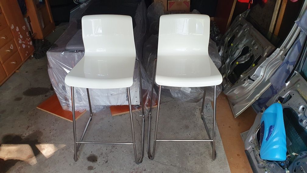 Krzesła barowe Glenn 66cm biały/chrom IKEA