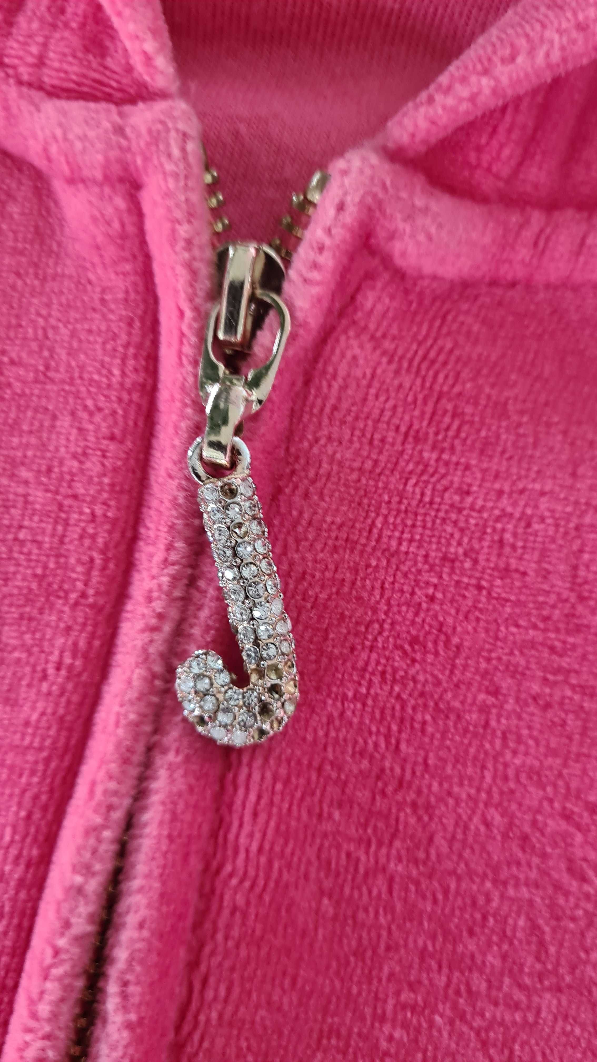 Komplet dresy bluza i spodnie welurowy Juicy Couture. Pudrowy różowy